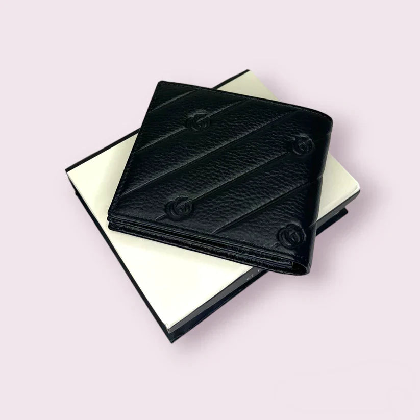 Designer  Leather Bifold Men Wallet Textured Black