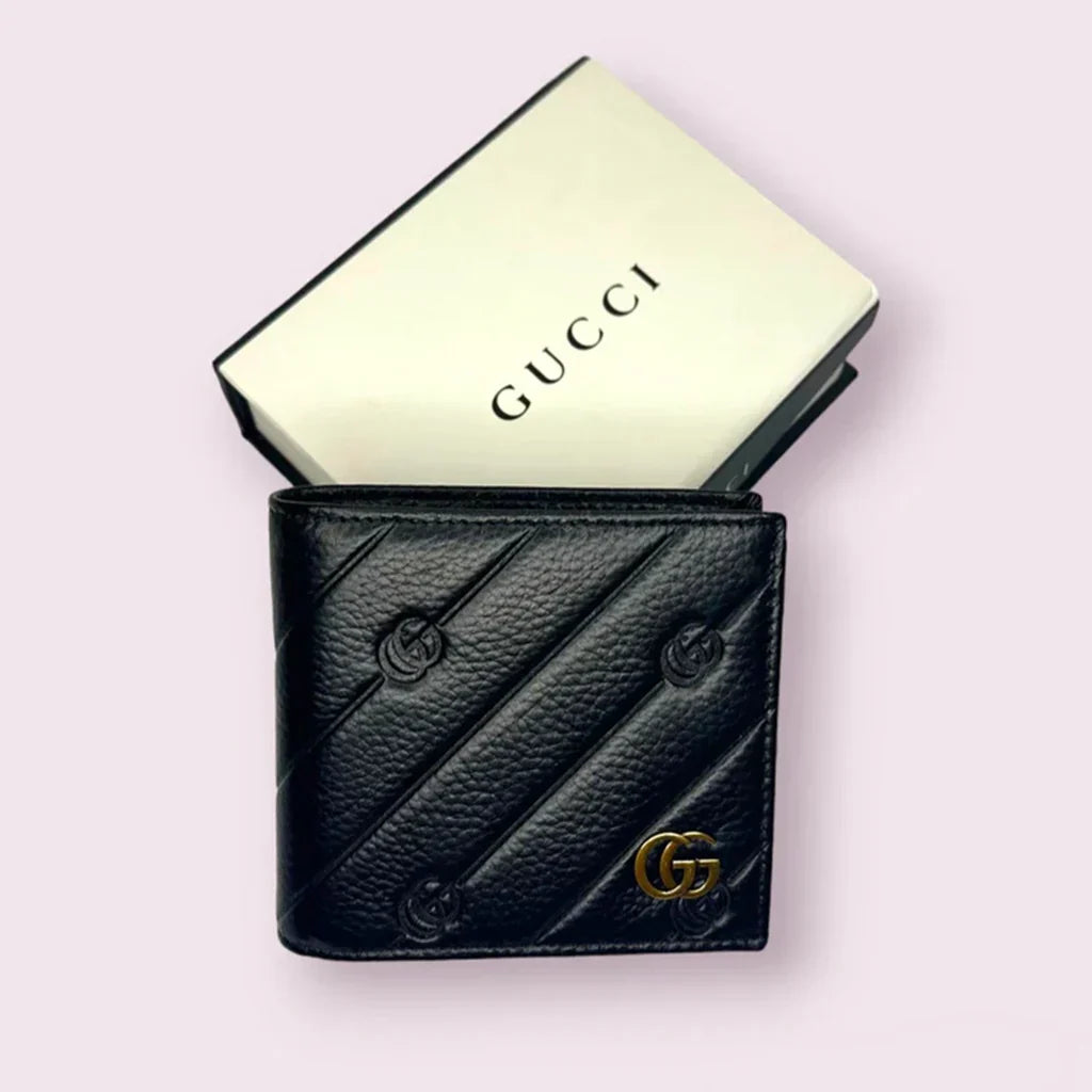 Designer  Leather Bifold Men Wallet Textured Black