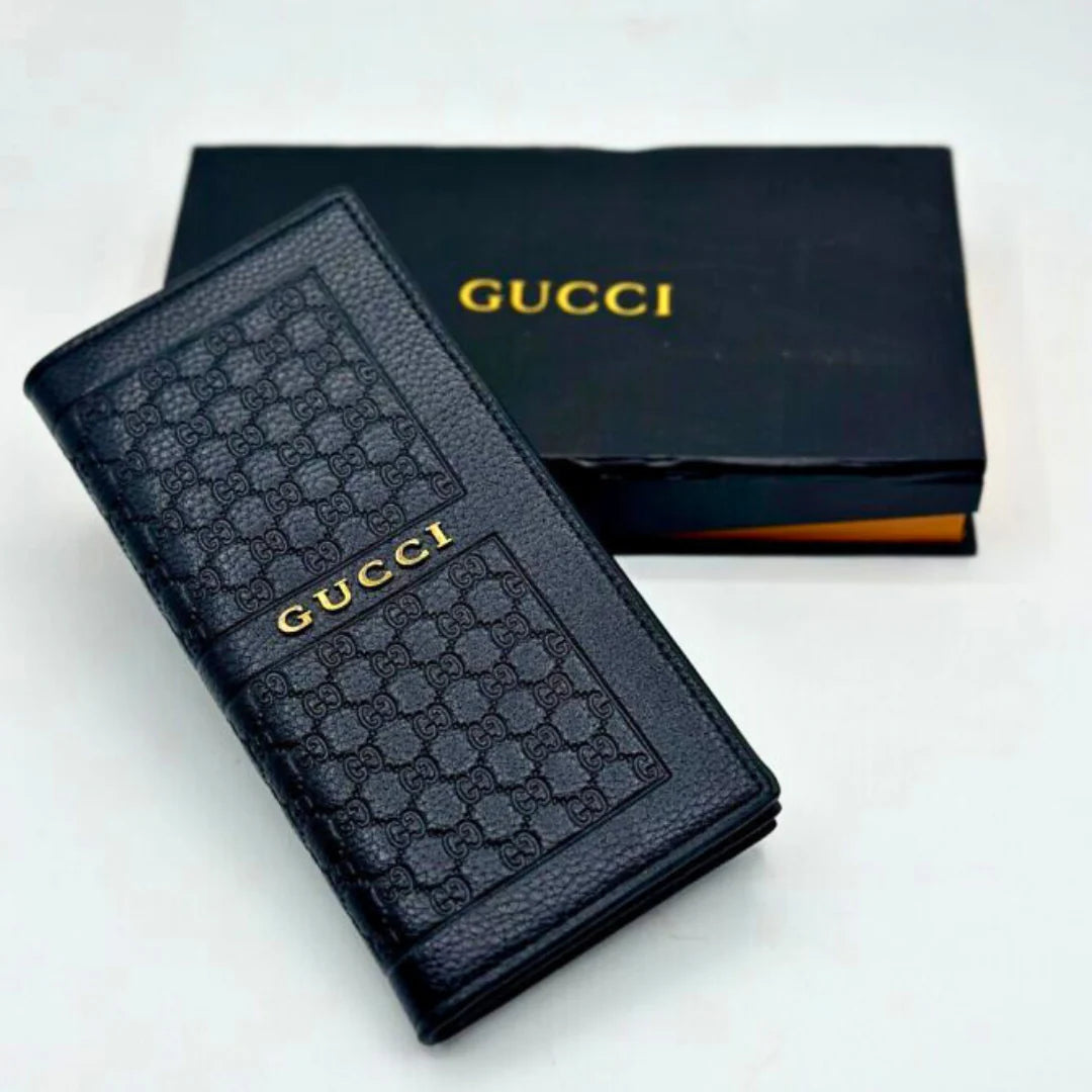 Designer  Long Wallet For Men Cow Leather Black